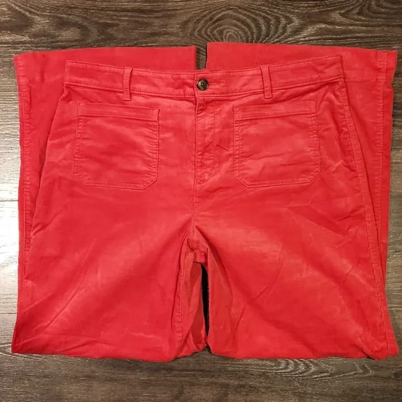 ❤️ LOFT CORDUROY HIGH RISE WIDE LEG PALMER PANTS, PINK, 14 (32) - Picture 2 of 10